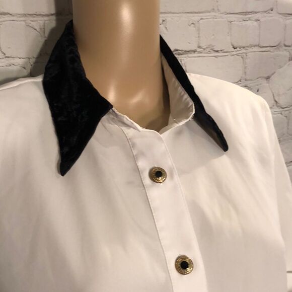 Vintage City Girl Button Down Shirt Velvet Collar - Picture 4 of 8
